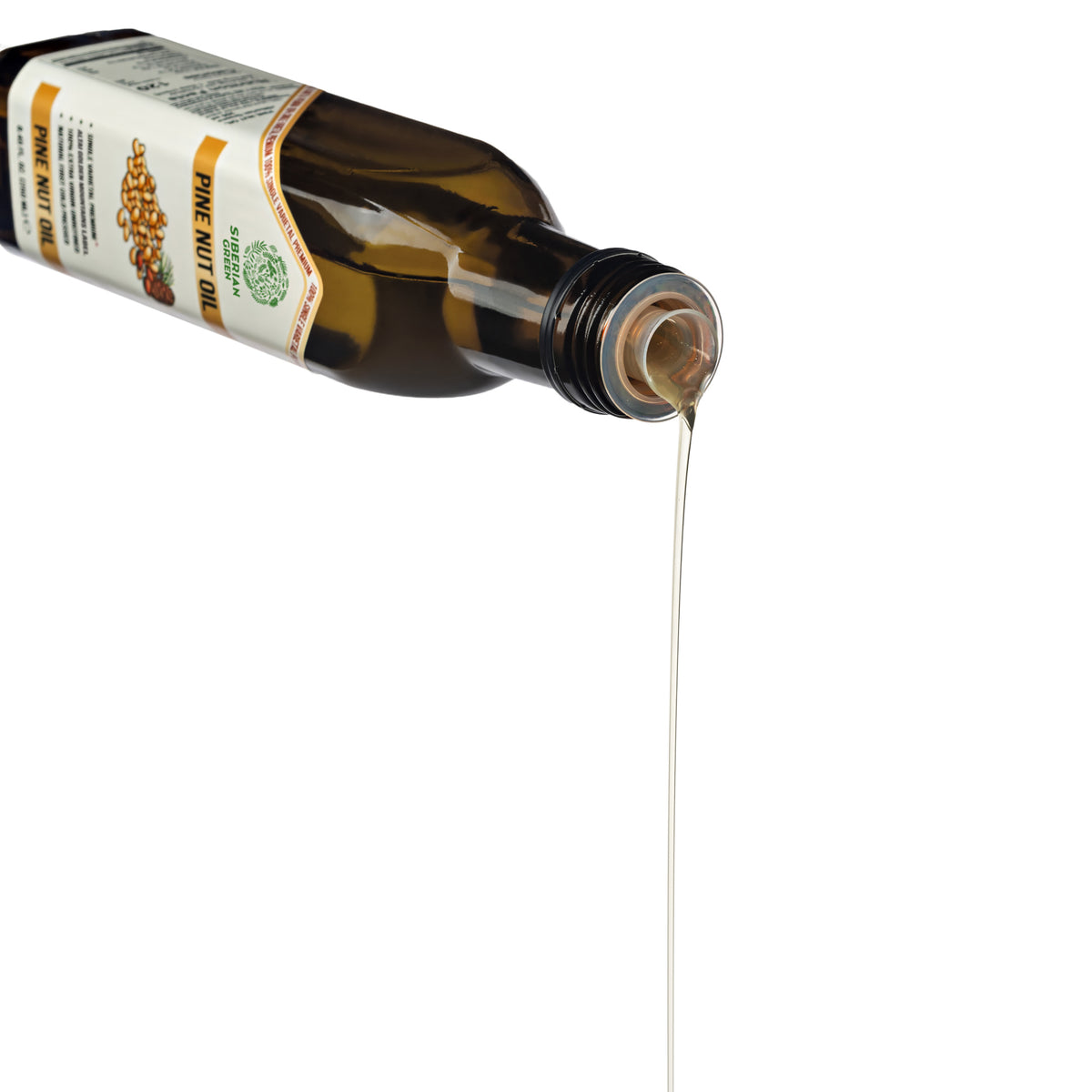 Aceite de Piñón Ecológico Verde Siberiano - Prensado en frío | Botella de cristal 250ml