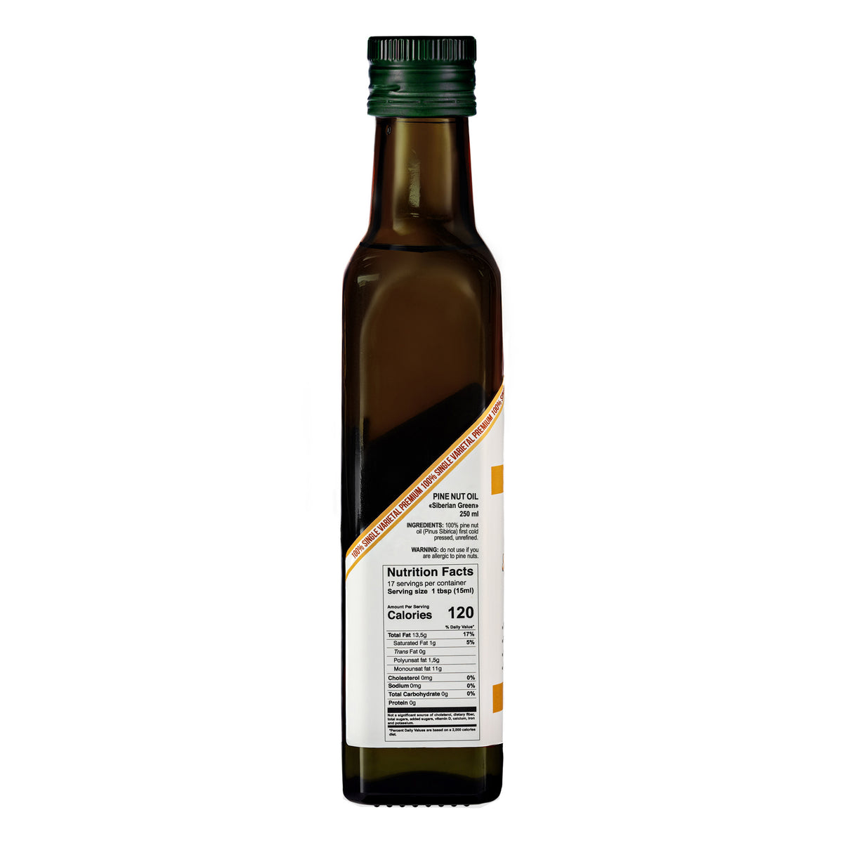 Aceite de Piñón Ecológico Verde Siberiano - Prensado en frío | Botella de cristal 250ml