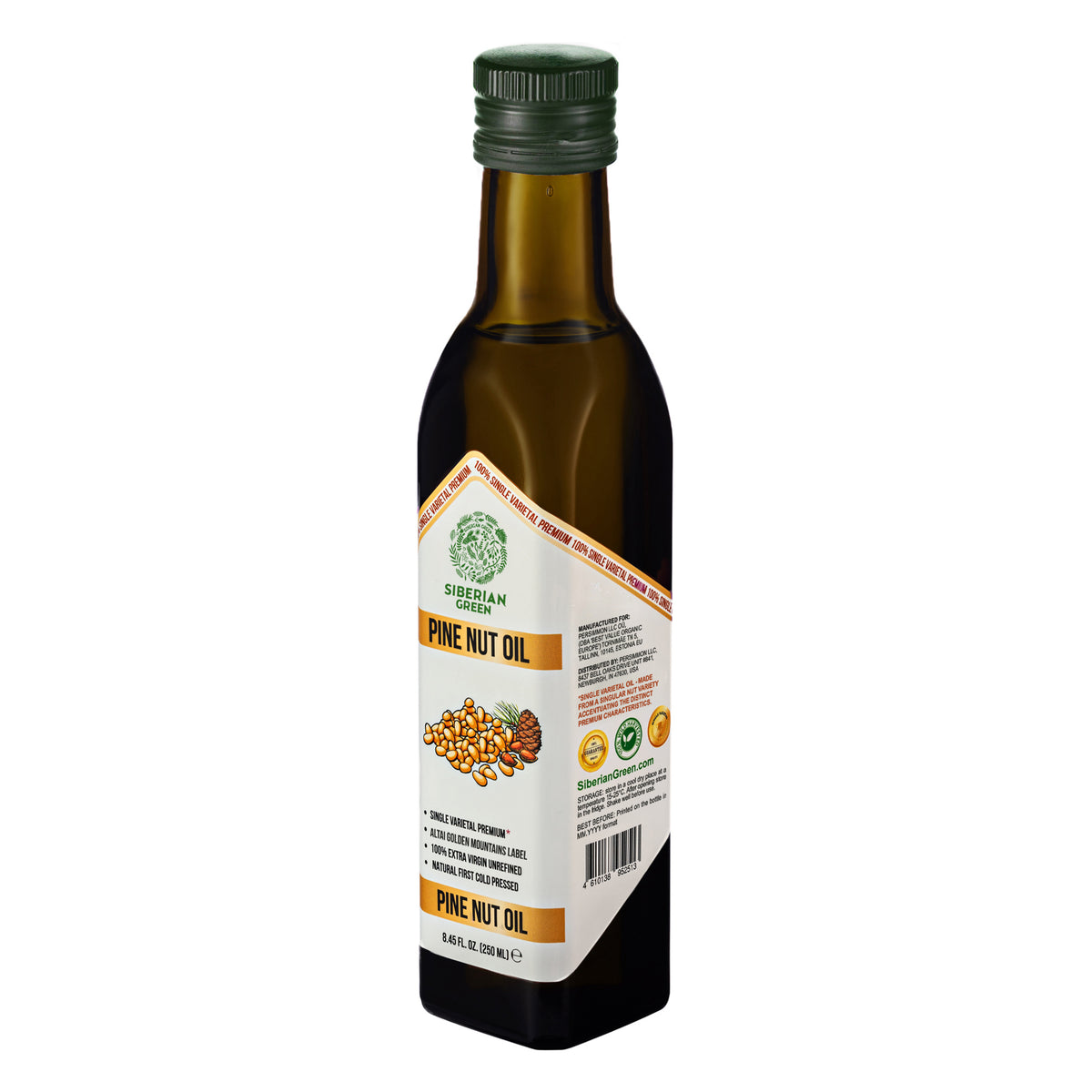 Aceite de Piñón Ecológico Verde Siberiano - Prensado en frío | Botella de cristal 250ml