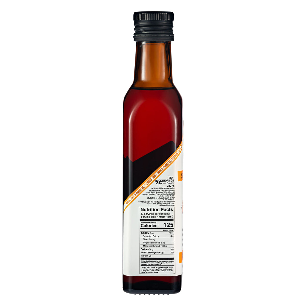 Aceite de Espino Amarillo Verde Siberiano - 250 ml Virgen Extra (Botella de Cristal)