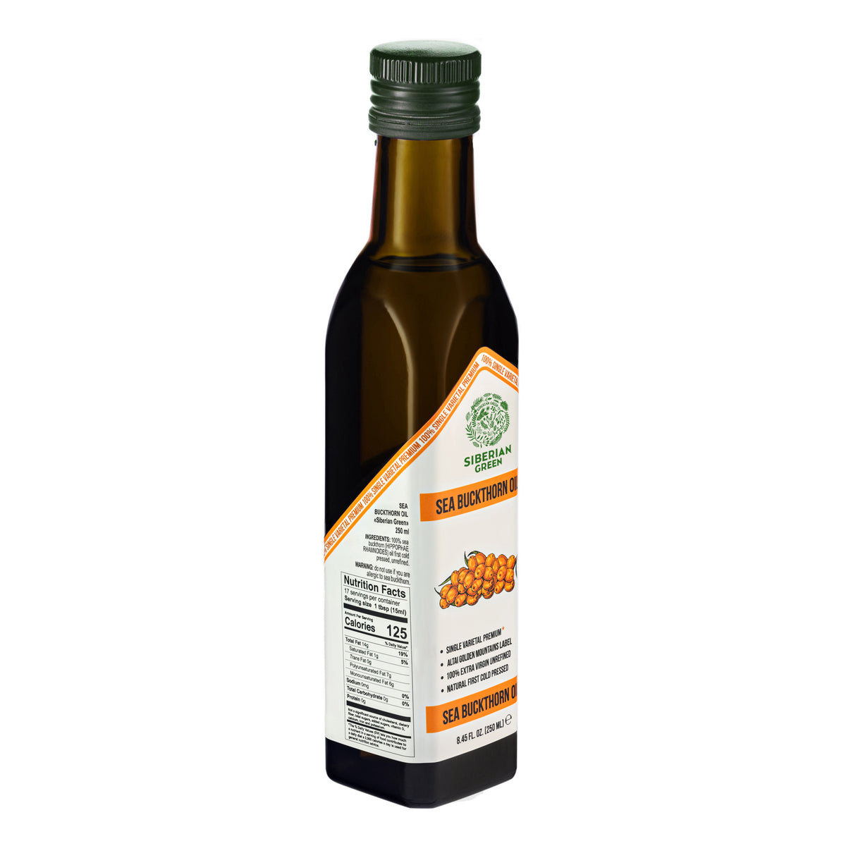 Aceite de Espino Amarillo Verde Siberiano - 250ml Virgen Extra Prensado en Frío