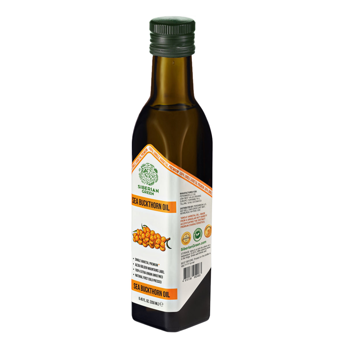 Aceite de Espino Amarillo Verde Siberiano - 250ml Virgen Extra Prensado en Frío