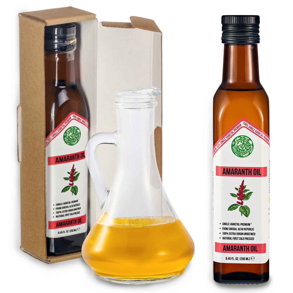 Aceite de Amaranto Verde Siberiano - Prensado en frío | Botella de cristal 250ml