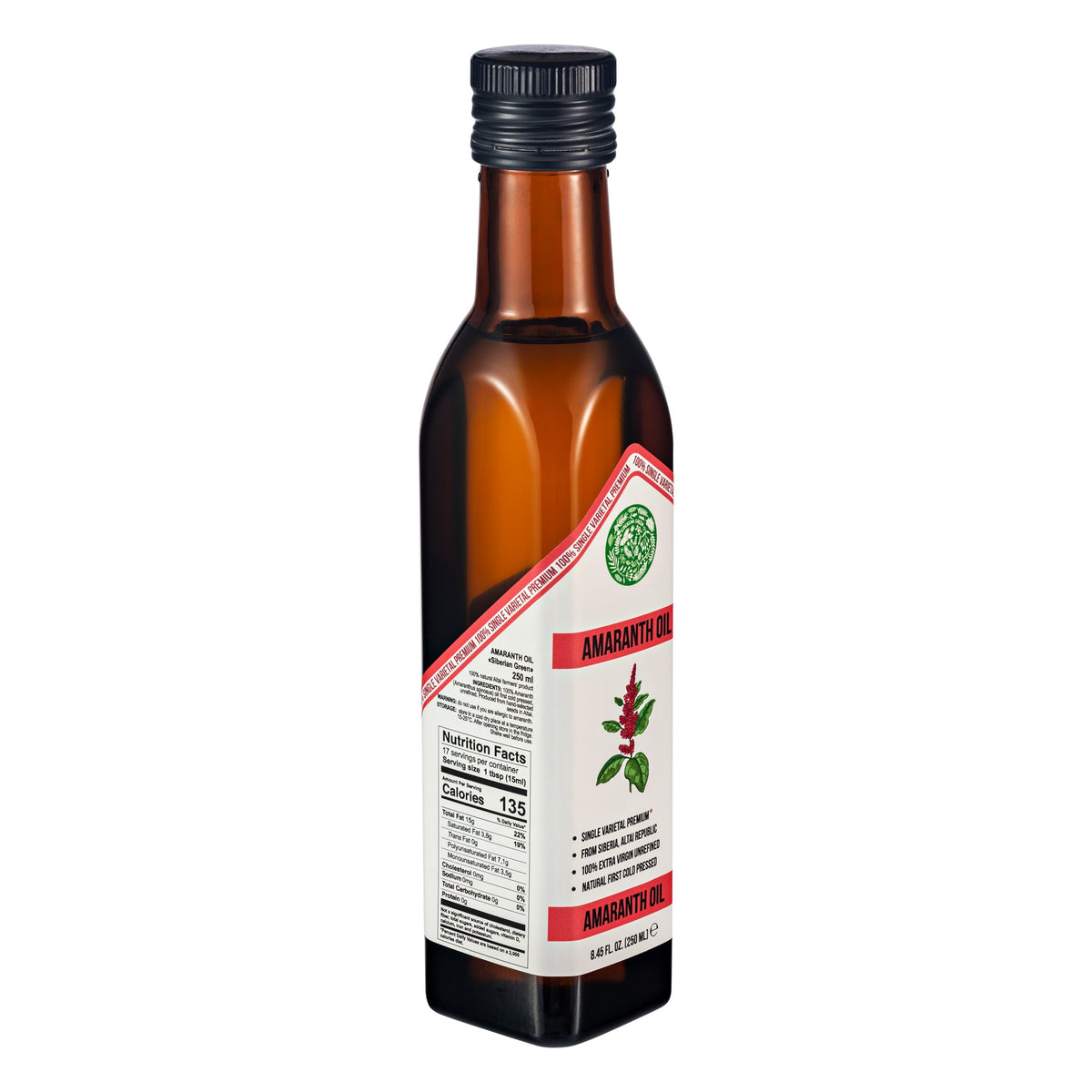 Aceite de amaranto - Botella de cristal de 250 ml de primera presión en frío