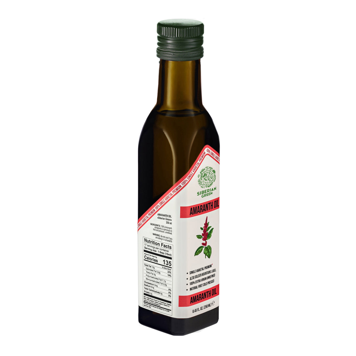 Aceite de Amaranto Verde Siberiano - Prensado en frío | Botella de cristal 250ml