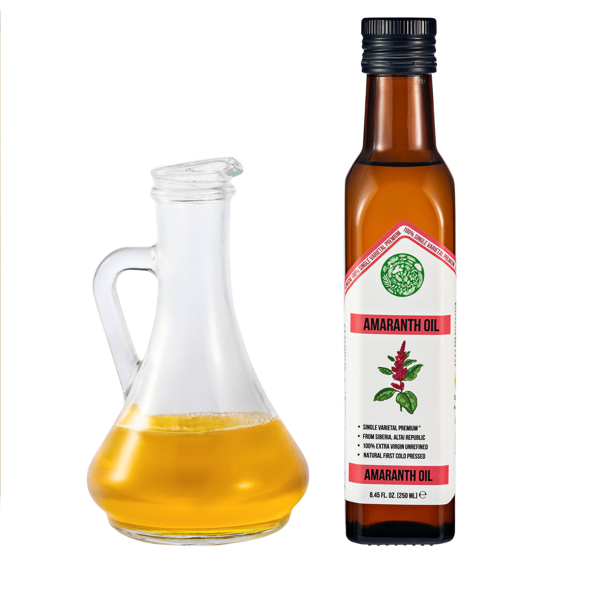 Aceite de Amaranto Verde Siberiano - Prensado en frío | Botella de cristal 250ml