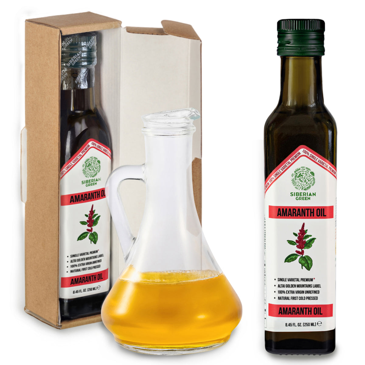 Aceite de Amaranto Verde Siberiano - Prensado en frío | Botella de cristal 250ml