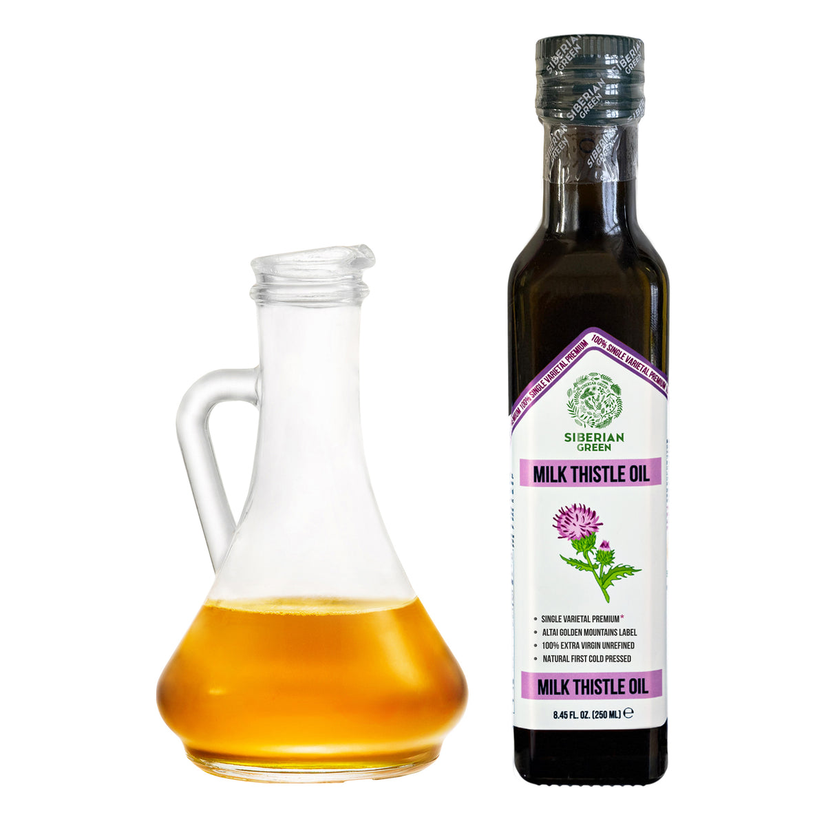 Aceite de Cardo Mariano Verde Siberiano - 250ml Virgen Extra Extraído en Frío