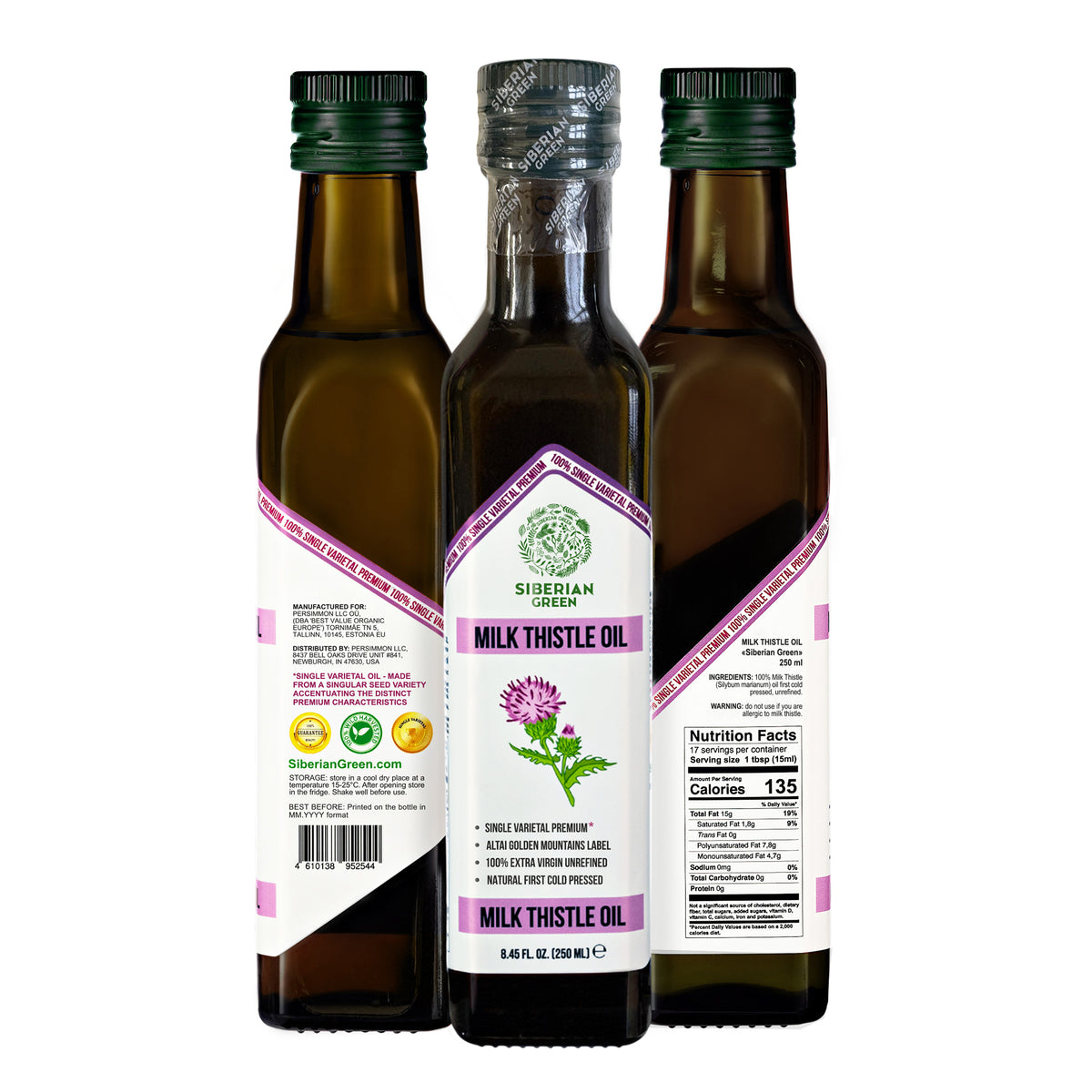 Aceite de Cardo Mariano Verde Siberiano - 250ml Virgen Extra Extraído en Frío