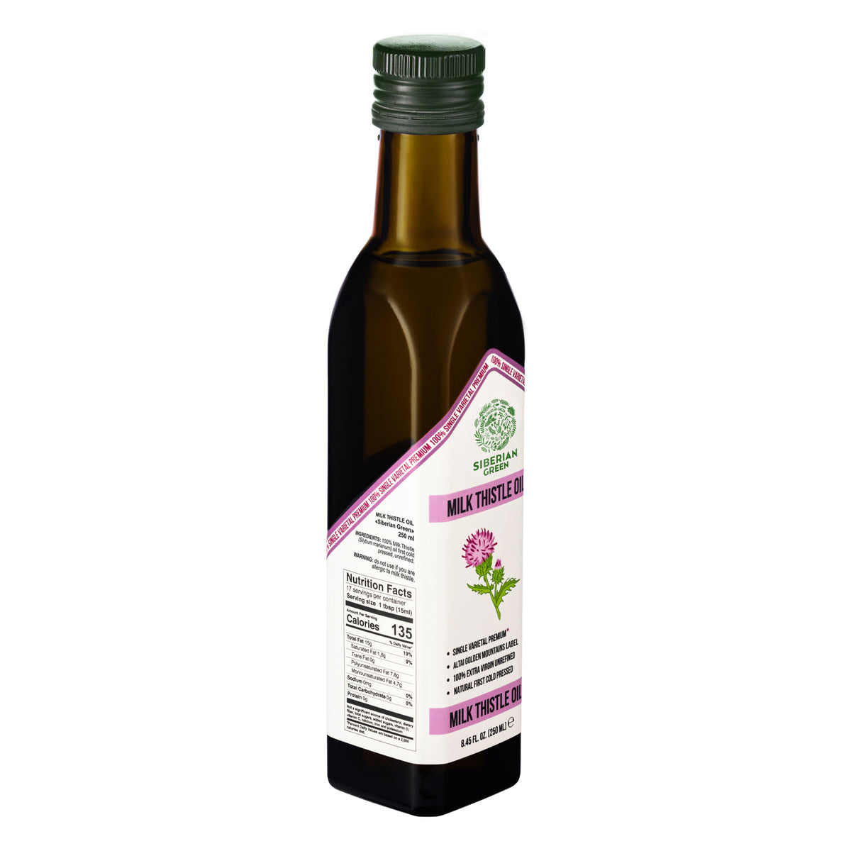 Aceite de Cardo Mariano Verde Siberiano - 250ml Virgen Extra Extraído en Frío