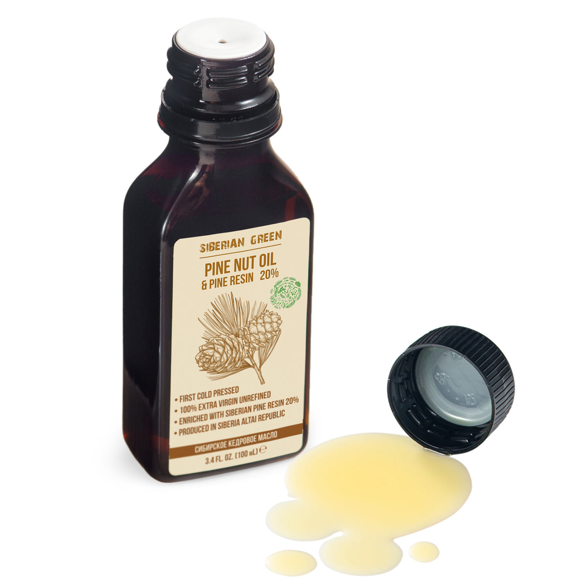 Aceite de Nuez de Pino Siberiano con Resina de Cedro - 100ml | 100% Natural & Cold Pressed