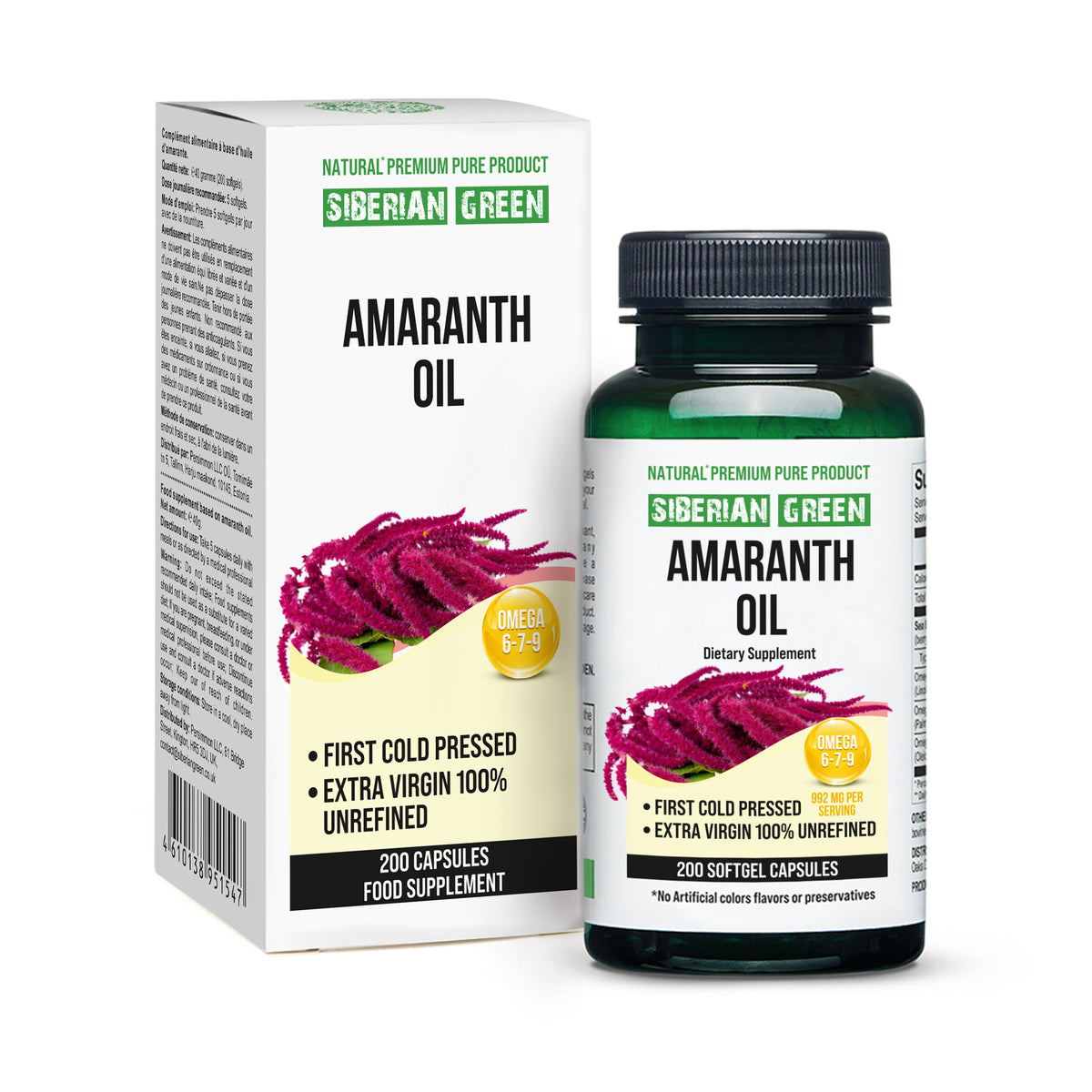 Cápsulas de aceite de semillas de amaranto ecológico - 200 cápsulas blandas