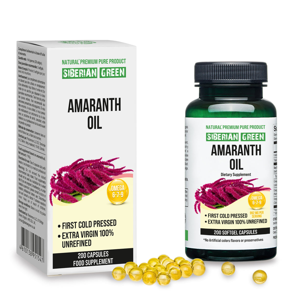 Cápsulas de aceite de semillas de amaranto ecológico - 200 cápsulas blandas