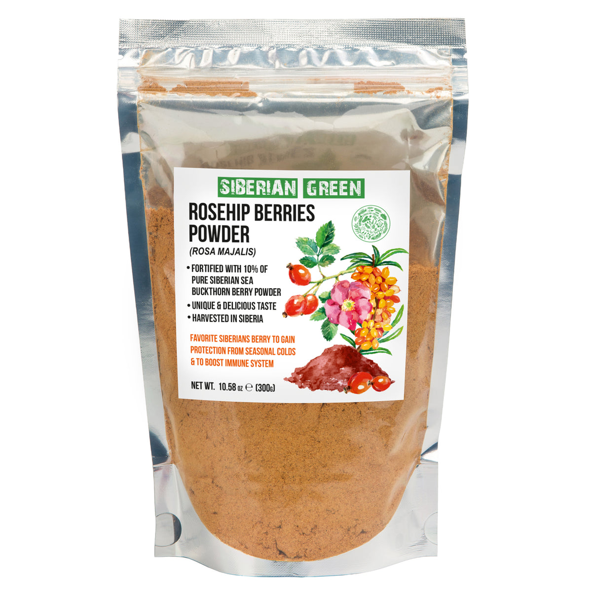 Siberian Green Rosa Mosqueta Silvestre y Espino Amarillo en Polvo - 300g (10.58 oz)