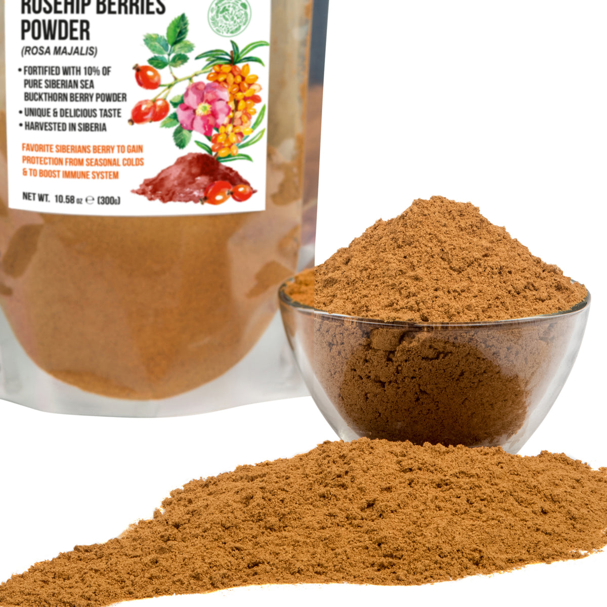 Siberian Green Rosa Mosqueta Silvestre y Espino Amarillo en Polvo - 300g (10.58 oz)