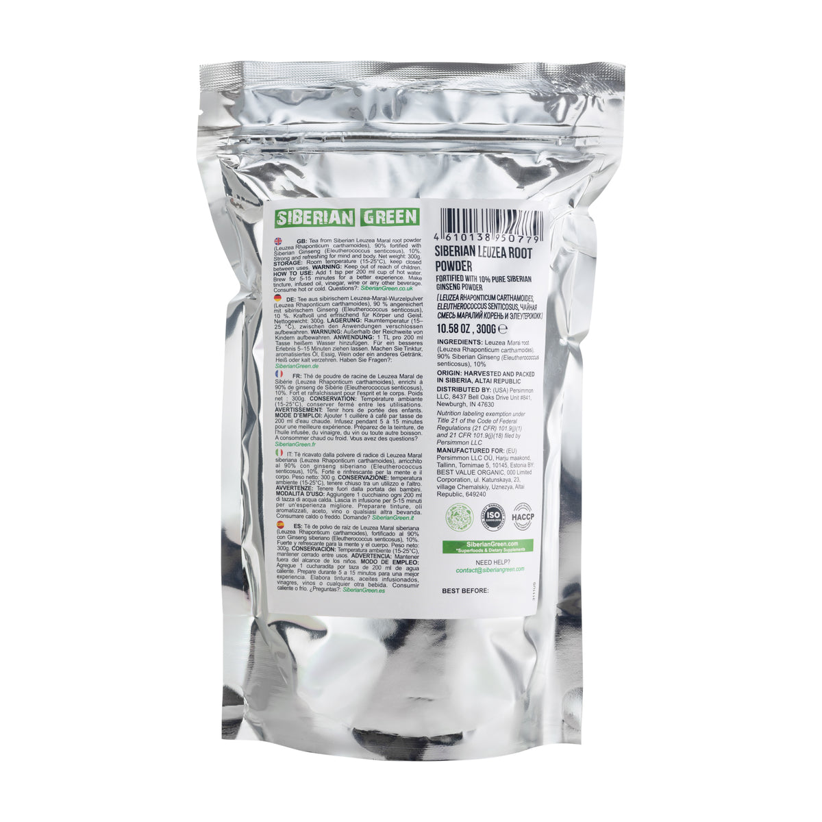 Formulado con Eleuthero Ginseng Siberiano (10%) 