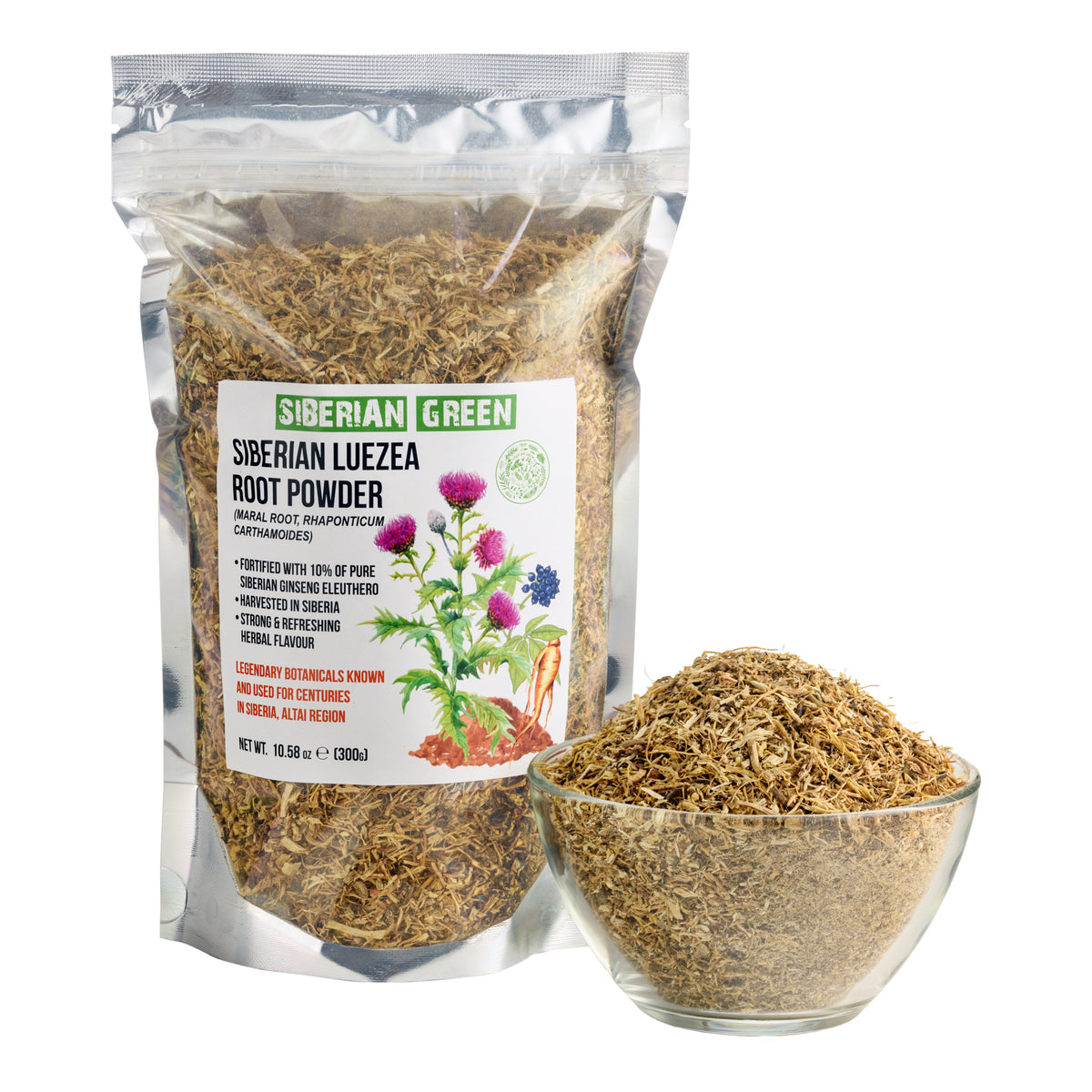 Té de hierbas en polvo de raíz de leuzea y ginseng siberiano 