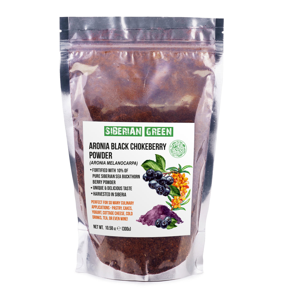 Aronia en polvo de primera calidad de recolección silvestre enriquecida con espino amarillo - 300g