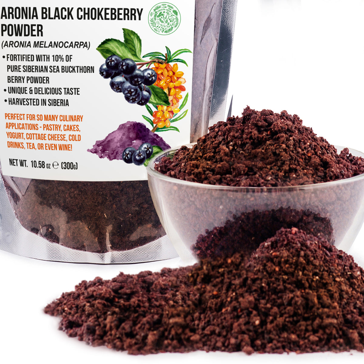 Aronia en polvo de primera calidad de recolección silvestre enriquecida con espino amarillo - 300g