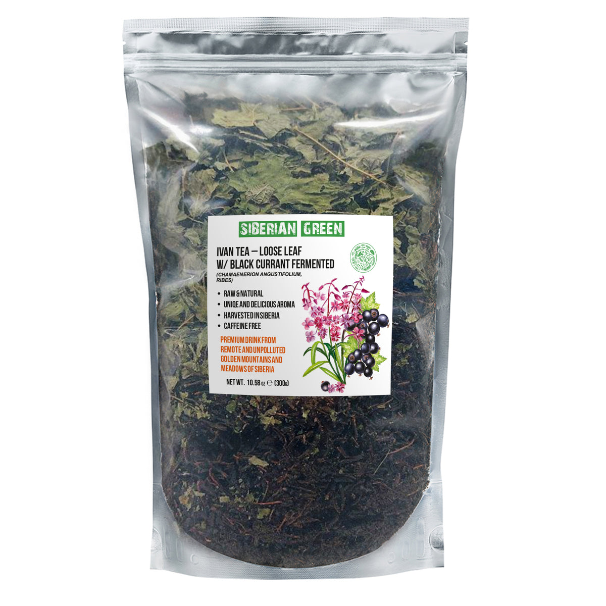 Té Verde Siberiano Ivan - 300g (10.58 oz) | Premium Fermentado Hoja Suelta Ivan-Chai c/ Hojas de Grosella Negra