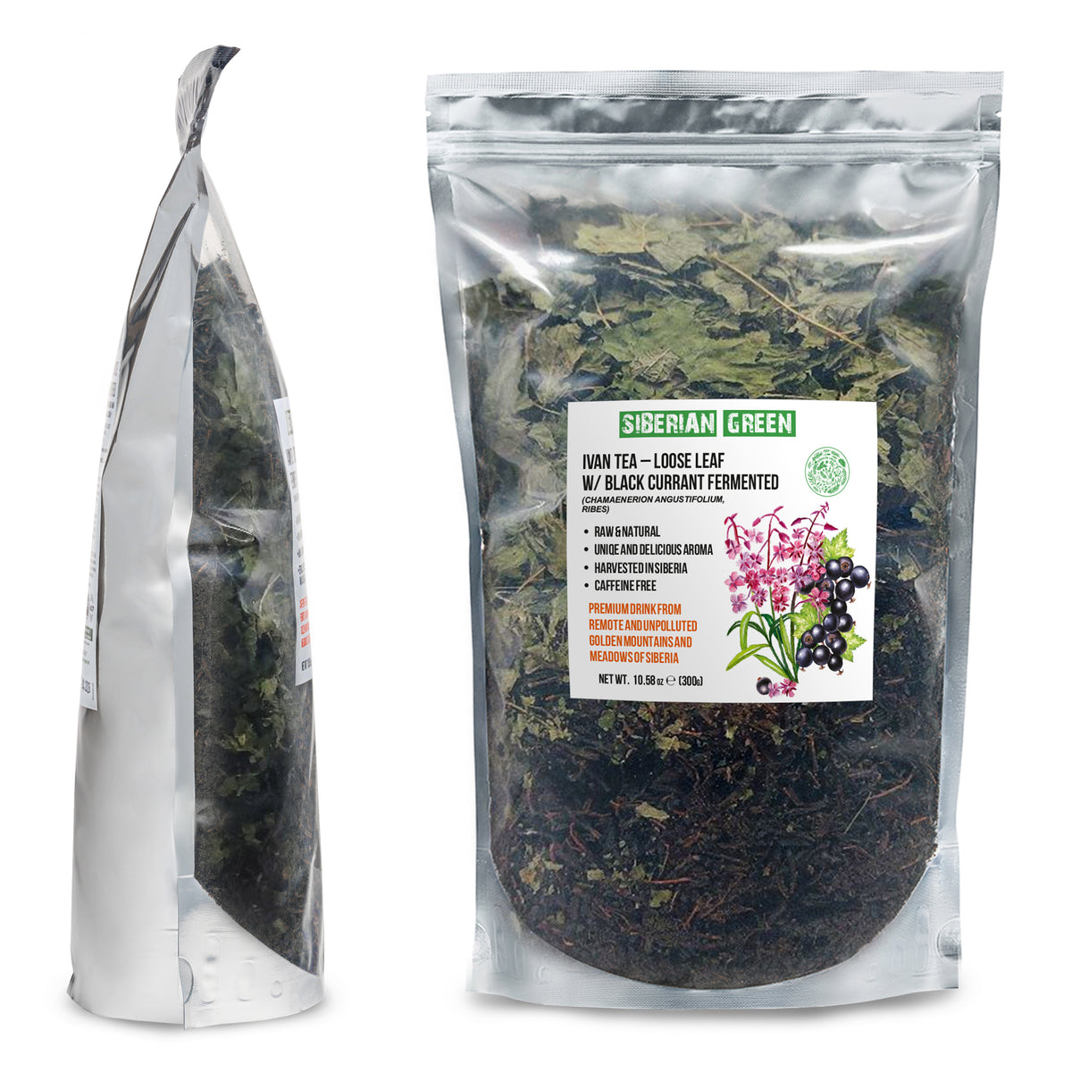 Té Verde Siberiano Ivan - 300g (10.58 oz) | Premium Fermentado Hoja Suelta Ivan-Chai c/ Hojas de Grosella Negra