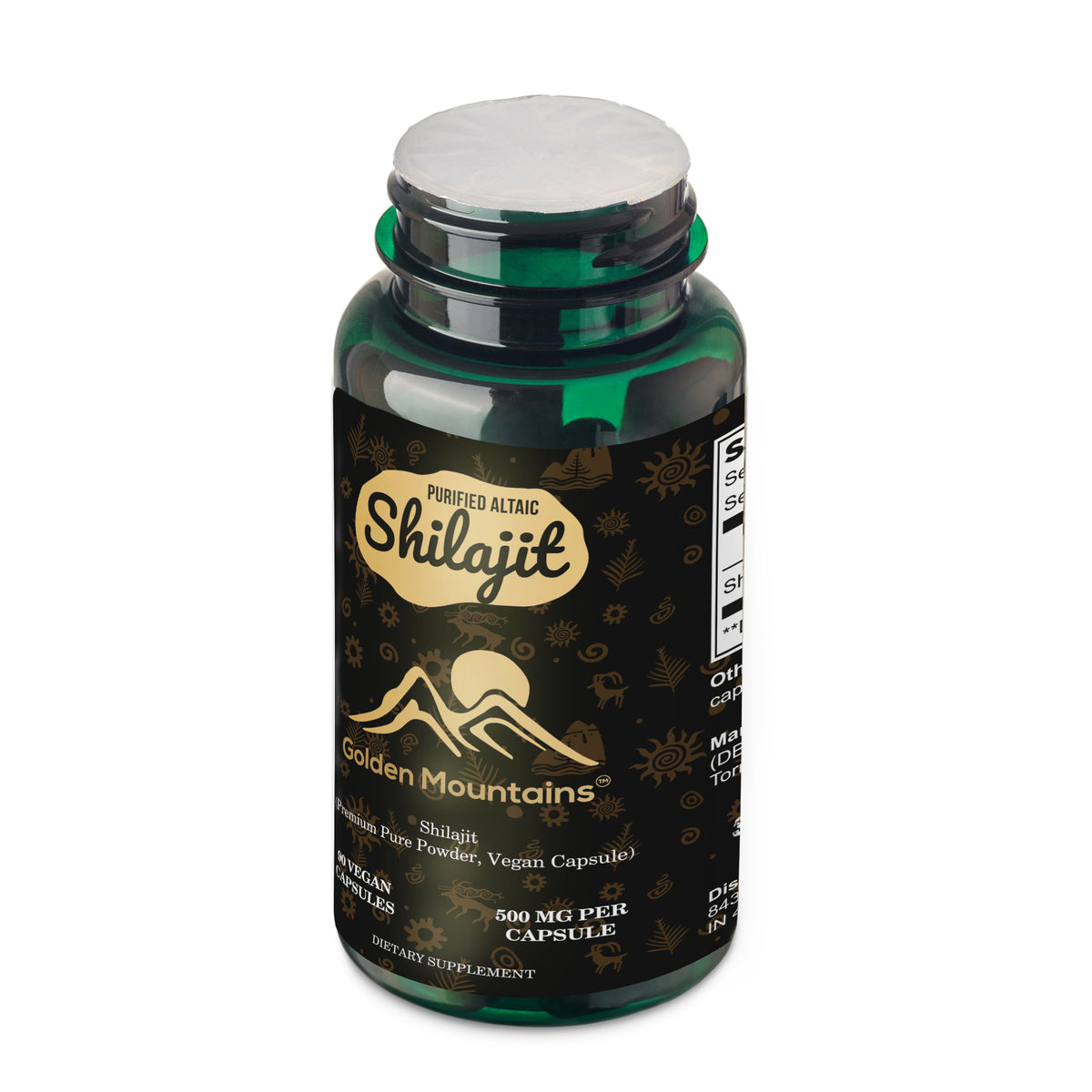 Golden Mountains Shilajit Cápsulas Veganas - 500mg | 90 Cuenta