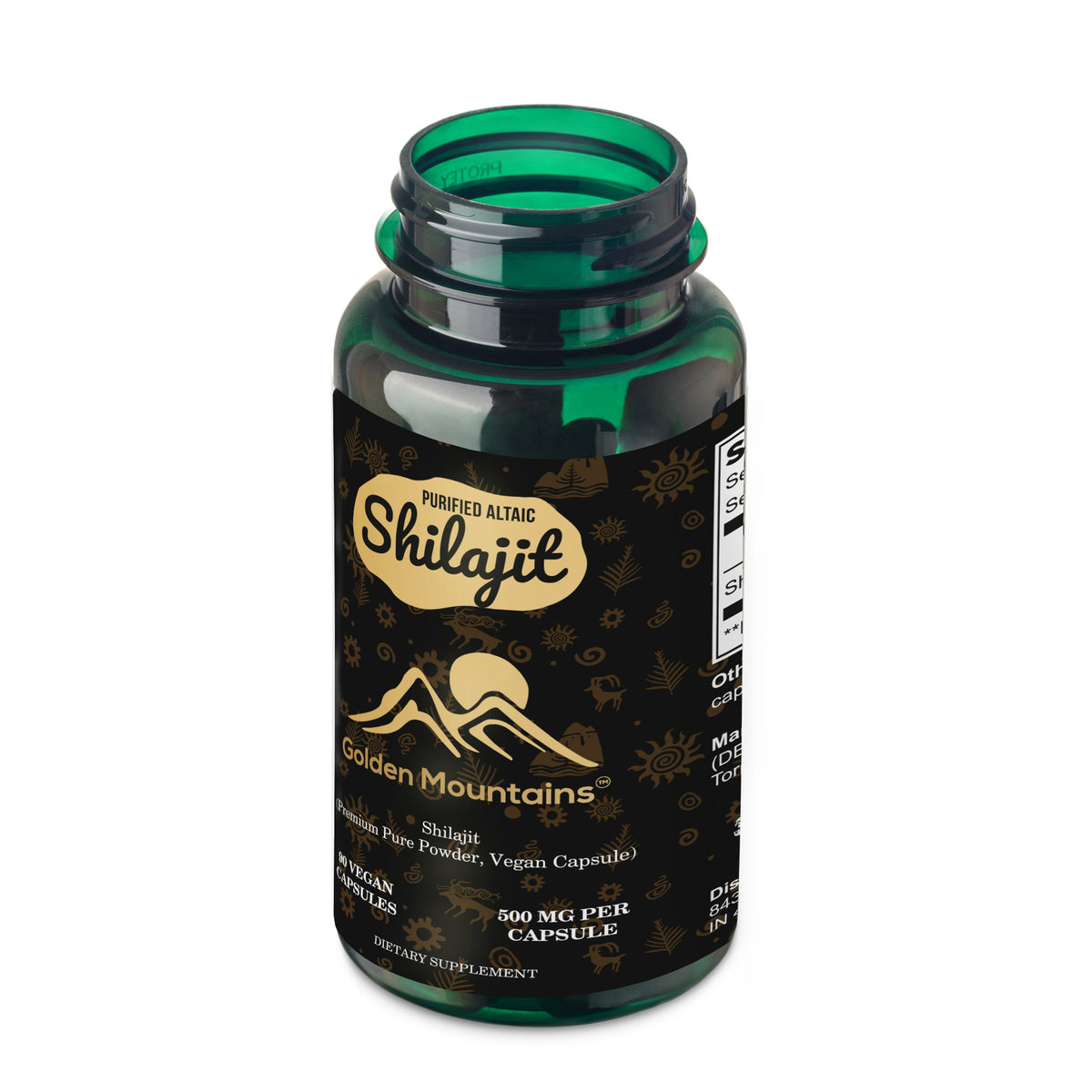 Golden Mountains Shilajit Cápsulas Veganas - 500mg | 90 Cuenta