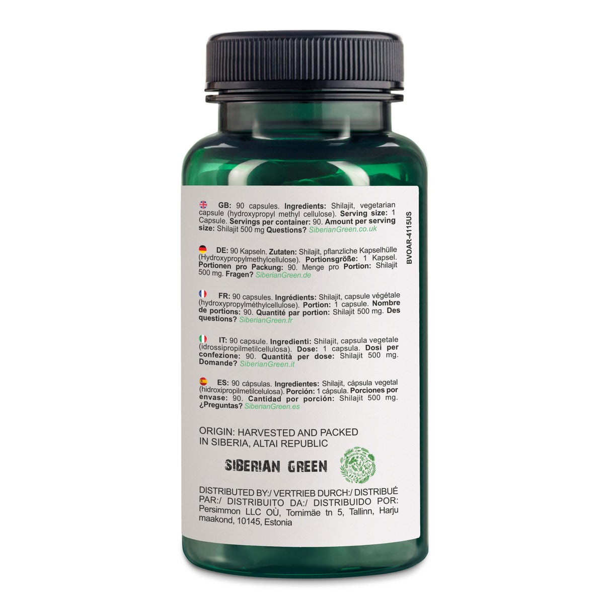 Golden Mountains Shilajit Cápsulas Veganas - 500mg | 90 Cuenta
