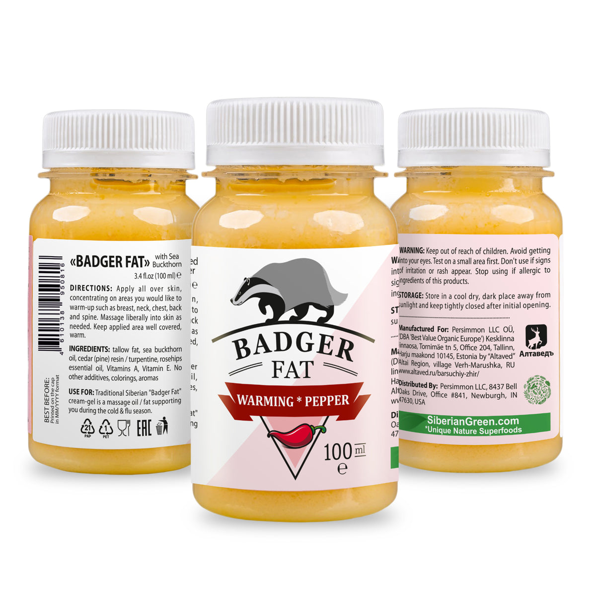 Crema-gel calentadora de tejón verde siberiano - 100ml