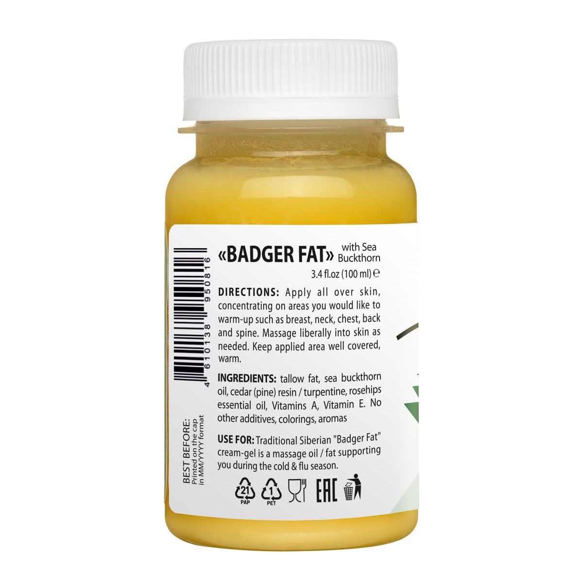 Crema grasa tejón con espino amarillo y resina de pino - 100ml