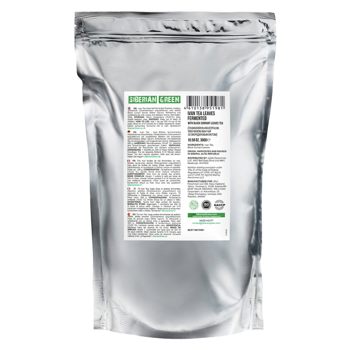 Té Verde Siberiano Ivan - 300g (10.58 oz) | Premium Fermentado Hoja Suelta Ivan-Chai c/ Hojas de Grosella Negra