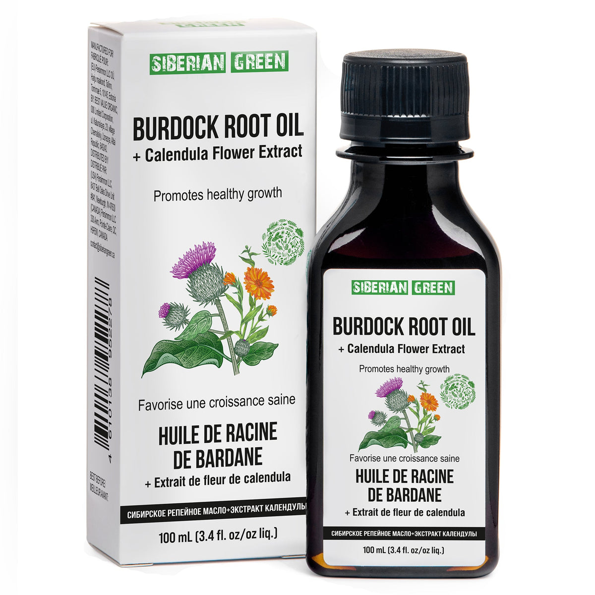 Aceite de bardana con extracto de flor de caléndula