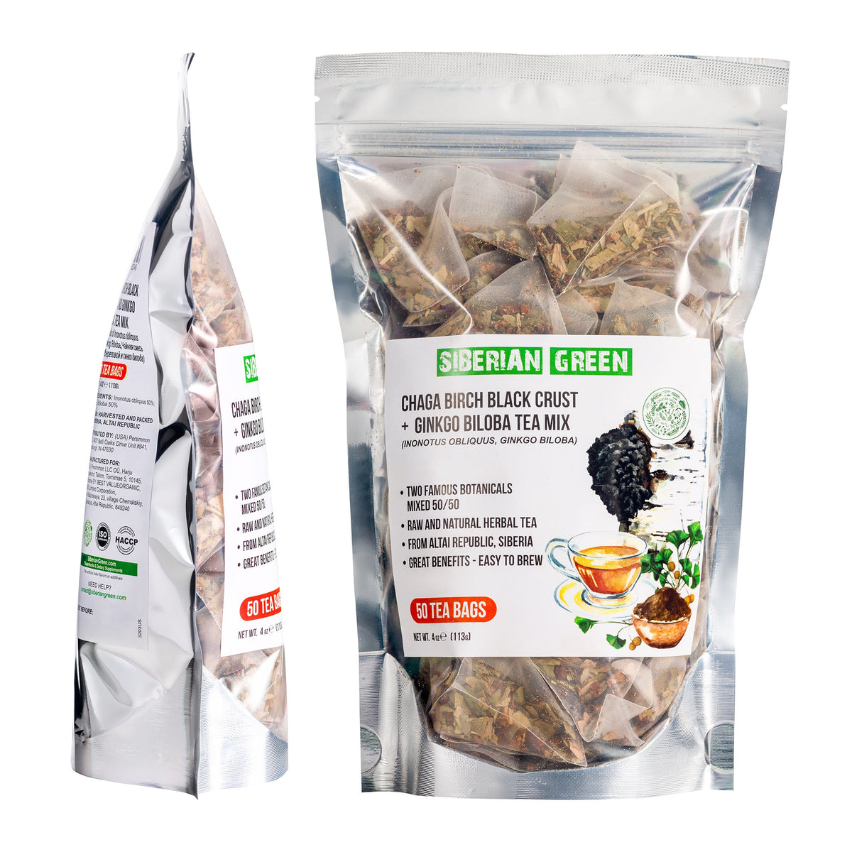 Información nutricional del Té verde siberiano de Ginkgo Biloba con Chaga