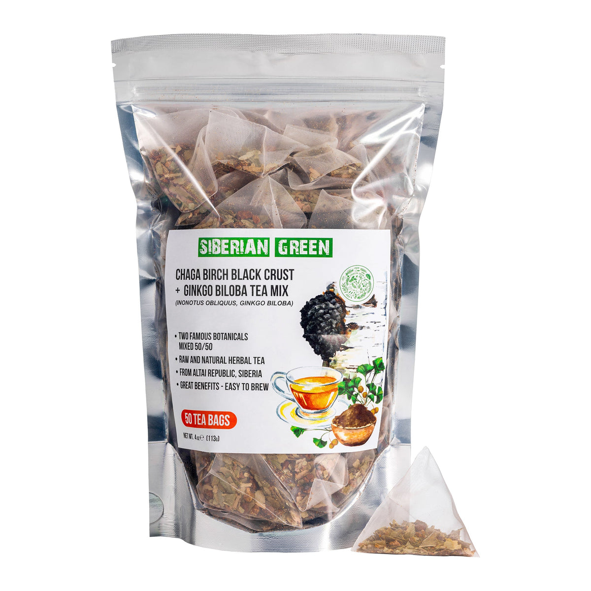 Hojas secas de Ginkgo Biloba utilizadas en la mezcla de té