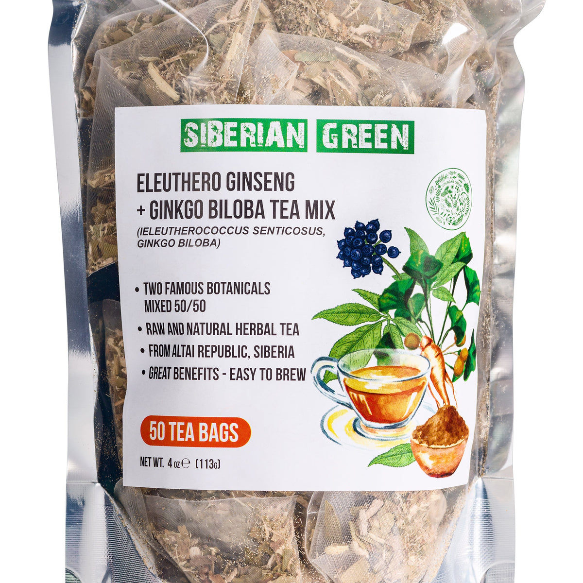 Mezcla de hierbas de primera calidad de té de Ginkgo Biloba y raíz de Eleuthero