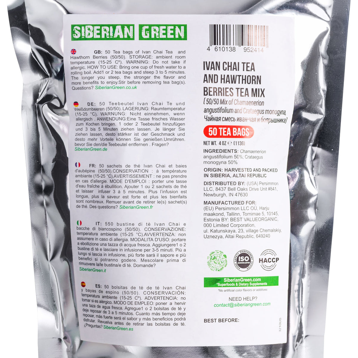 El mejor té verde siberiano Ivan Chai con bayas de espino 