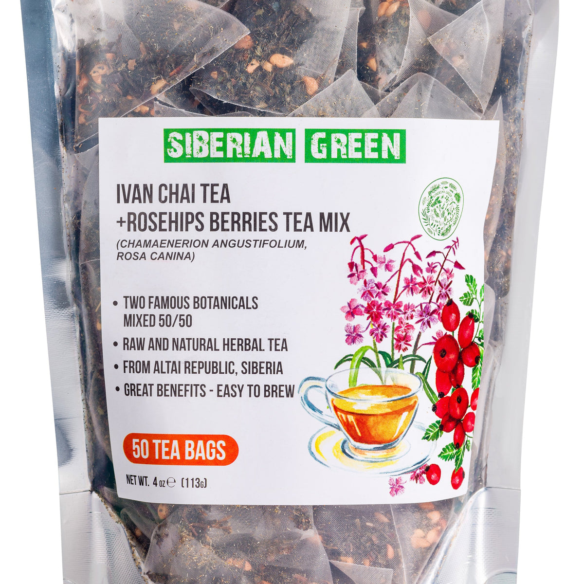 Detalle de las hojas sueltas de Ivan Chai Rosehip Tea